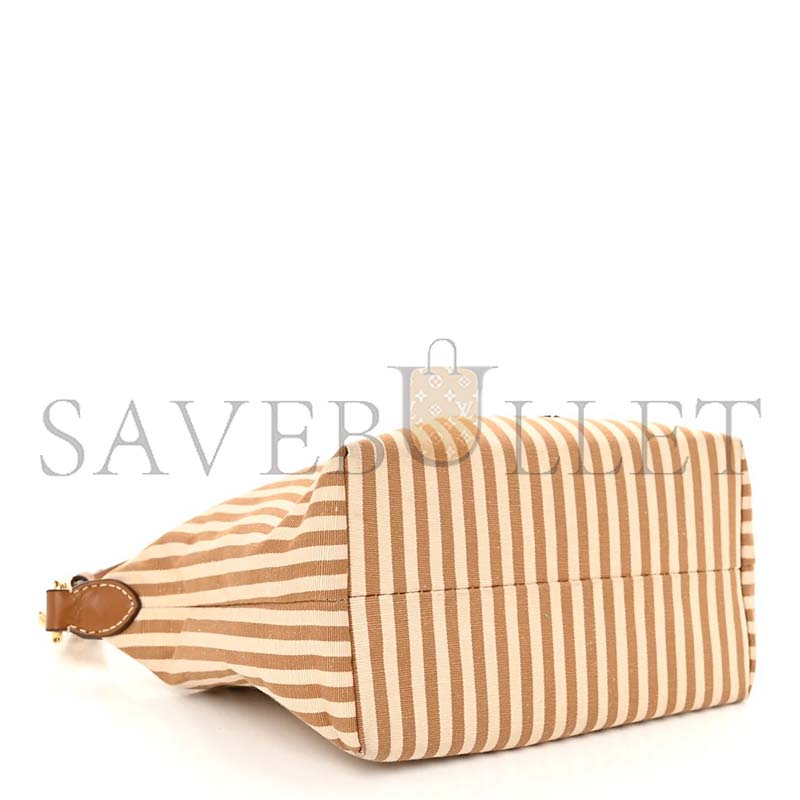 MIU MIU COTTON LINEN CALFSKIN STRIPED MINI SPIRIT CIRE BAG 5NE841 (18.5*14*10cm)
